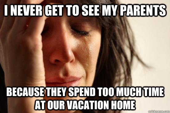 i never get to see my parents because they spend too much ti - First World Problems