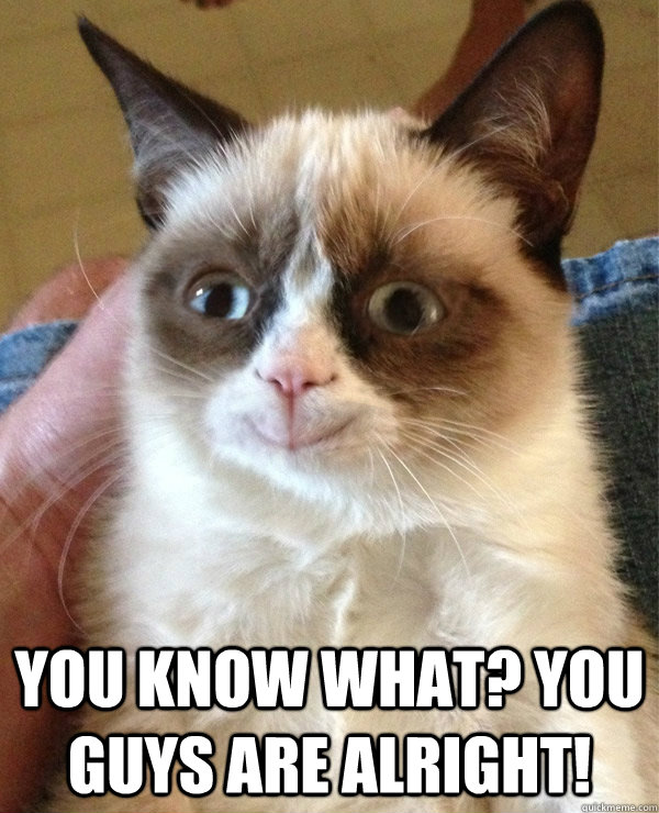 you know what you guys are alright - Grumpycat the happy