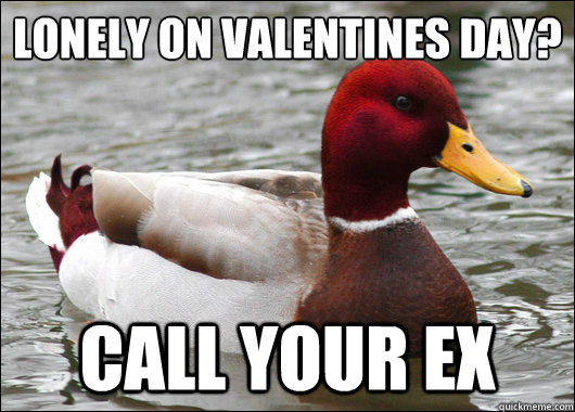 lonely on valentines day call your ex - Malicious Advice Mallard