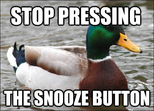 stop pressing the snooze button - Actual Advice Mallard