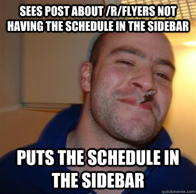 sees post about rflyers not having the schedule in the sid - GGG plays SC