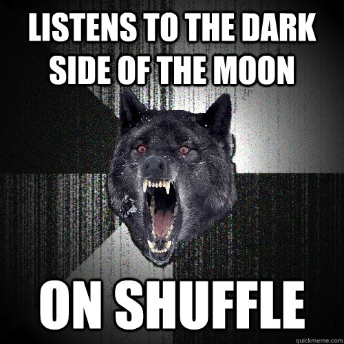 listens to the dark side of the moon on shuffle - Insanity Wolf