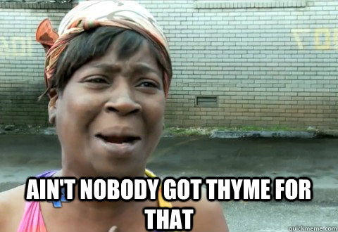 aint nobody got thyme for that - aintnobody