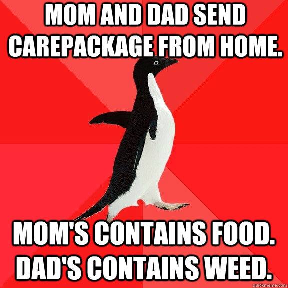 mom and dad send carepackage from home moms contains food - Socially Awesome Penguin