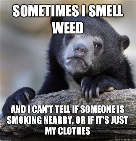 SOMETIMES I SMELL WEED AND I CANT TELL IF SOMEONE IS SMOKING - Confession Bear