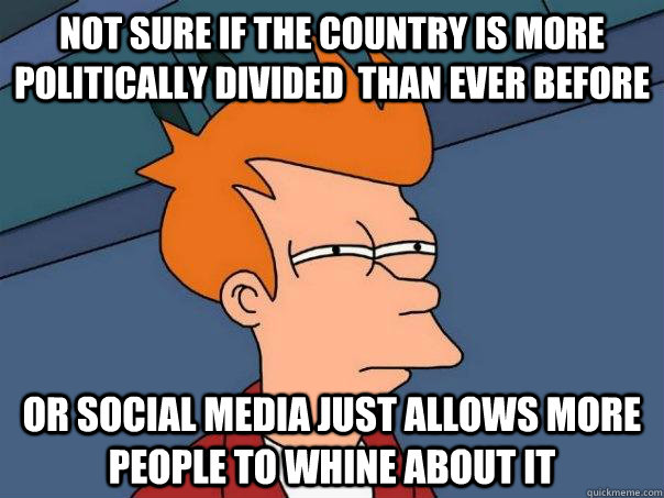 not sure if the country is more politically divided than ev - Futurama Fry
