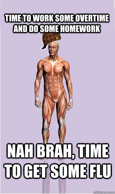 time to work some overtime and do some homework nah brah ti - Scumbag Body