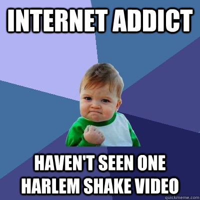 internet addict havent seen one harlem shake video - Success Kid