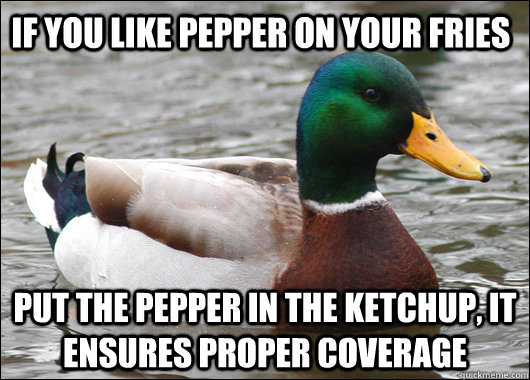if you like pepper on your fries put the pepper in the ketch - Actual Advice Mallard