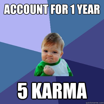 account for 1 year 5 karma - Success Kid