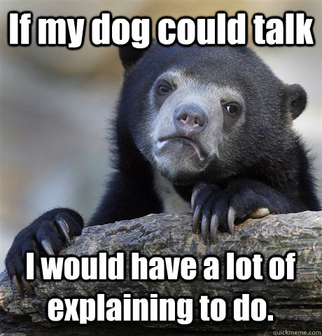 if my dog could talk i would have a lot of explaining to do - Confession Bear