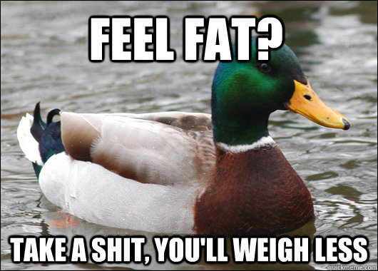 feel fat take a shit youll weigh less - Actual Advice Mallard