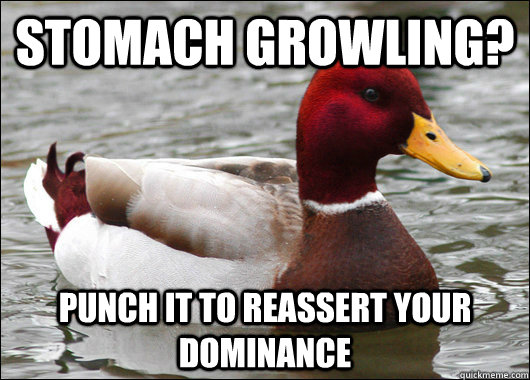 stomach growling punch it to reassert your dominance - Malicious Advice Mallard