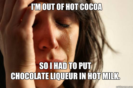 im out of hot cocoa so i had to put chocolate liqueur in h - FirstWorldProblems