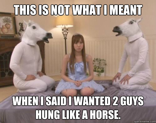 this is not what i meant when i said i wanted 2 guys hung li - Horse hung