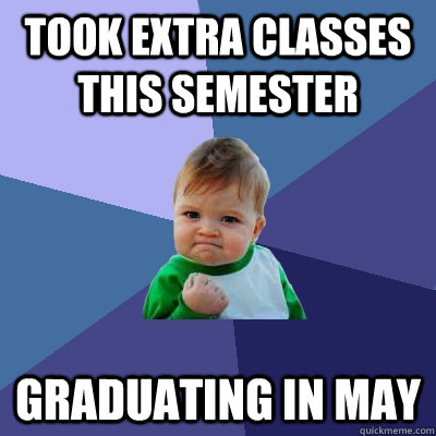 took extra classes this semester graduating in may - Success Kid