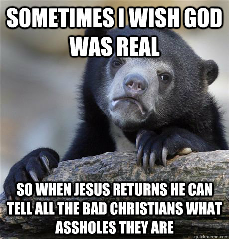 sometimes i wish god was real so when jesus returns he can t - confessionbear