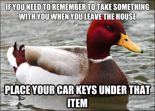 if you need to remember to take something with you when you - Malicious Advice Mallard