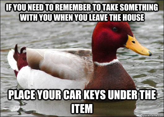 if you need to remember to take something with you when you - Malicious Advice Mallard