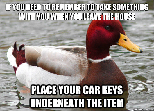 if you need to remember to take something with you when you - Malicious Advice Mallard
