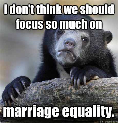 i dont think we should focus so much on marriage equality - Confession Bear