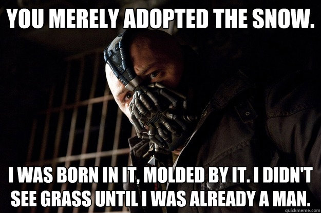 you merely adopted the snow i was born in it molded by it - Angry Bane
