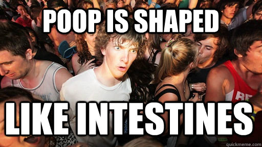 poop is shaped like intestines - Sudden Clarity Clarence