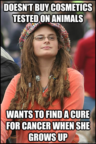 doesnt buy cosmetics tested on animals wants to find a cure - College Liberal