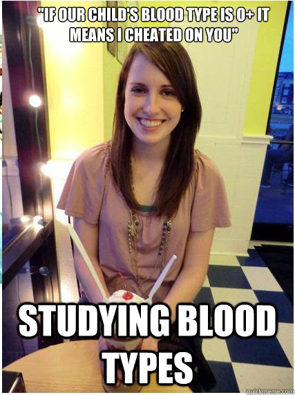 if our childs blood type is o it means i cheated on you - Misunderstood Girlfriend