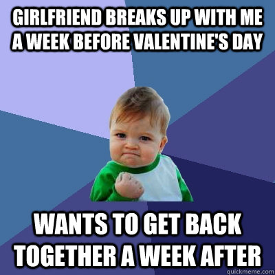 girlfriend breaks up with me a week before valentines day w - Success Kid