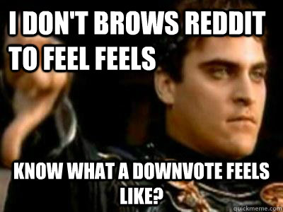 i dont brows reddit to feel feels know what a downvote feel - Downvoting Roman
