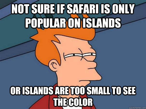 not sure if safari is only popular on islands or islands are - Futurama Fry