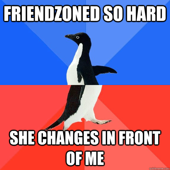 friendzoned so hard she changes in front of me - Socially Awkward Awesome Penguin
