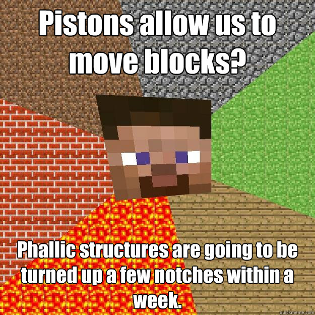 pistons allow us to move blocks phallic structures are goin - Minecraft