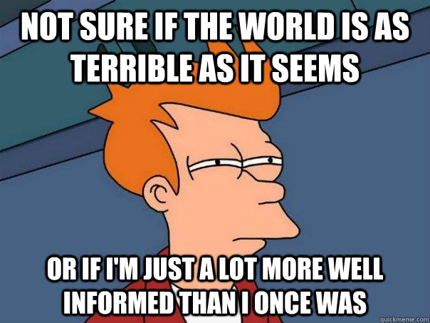 not sure if the world is as terrible as it seems or if im j - Futurama Fry