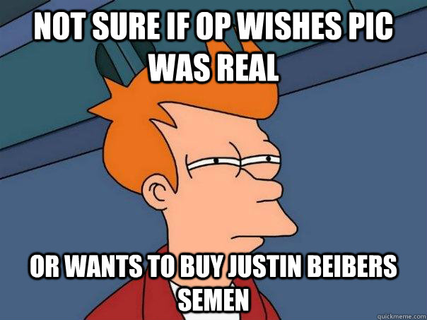 not sure if op wishes pic was real or wants to buy justin be - Futurama Fry