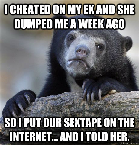 i cheated on my ex and she dumped me a week ago so i put our - confessionbear