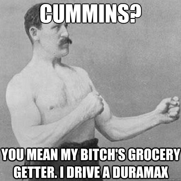 cummins you mean my bitchs grocery getter i drive a duram - overly manly man