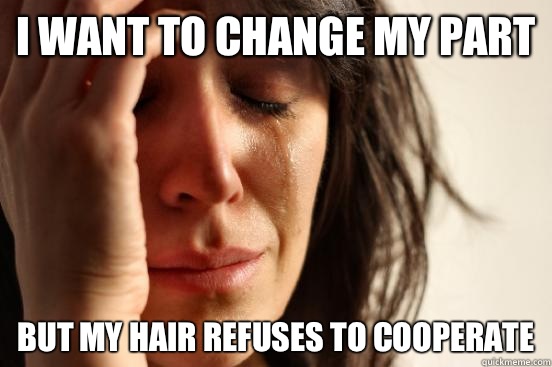 I want to change my part But my hair refuses to cooperate - First World Problems