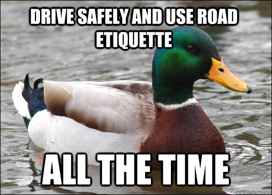 drive safely and use road etiquette all the time - Actual Advice Mallard