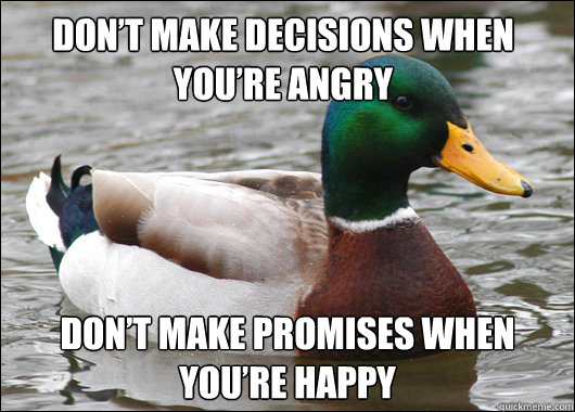 dont make decisions when youre angry dont make promises w - Actual Advice Mallard