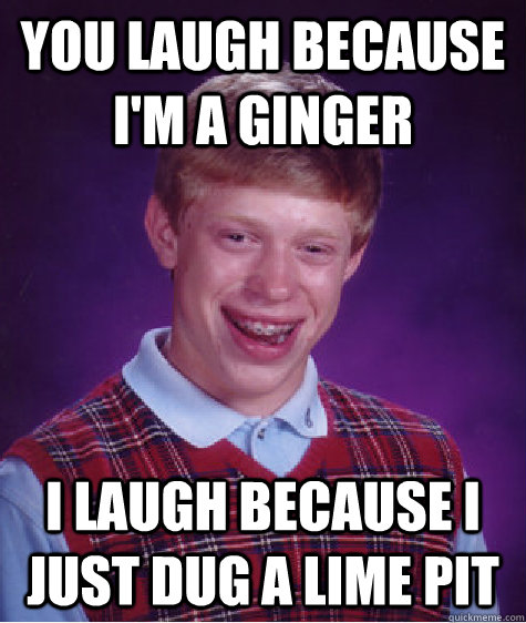 You Laugh Because Im A Ginger I Laugh Because I Just Dug A - Bad Luck Brian