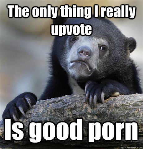 the only thing i really upvote is good porn - Confession Bear
