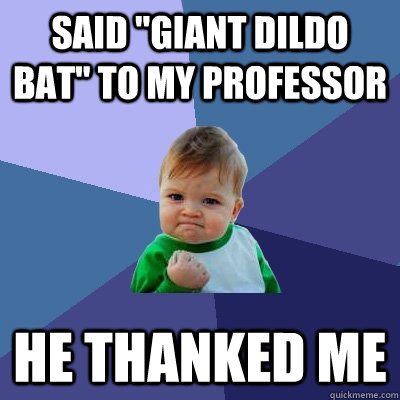 said giant dildo bat to my professor he thanked me - Success Kid