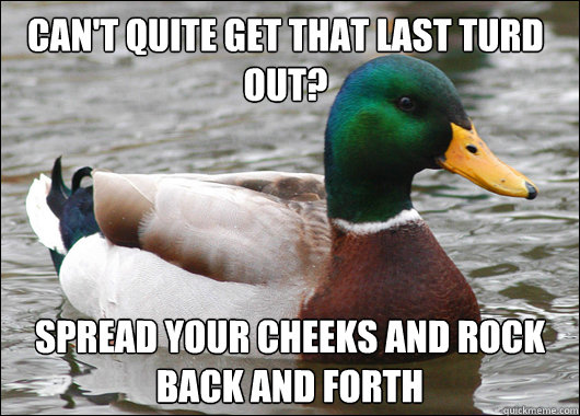 cant quite get that last turd out spread your cheeks and r - Actual Advice Mallard