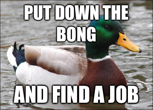 Put down the bong And find a job - Actual Advice Mallard