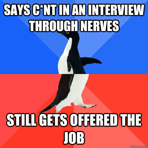 says cnt in an interview through nerves still gets offered - Socially Awkward Awesome Penguin