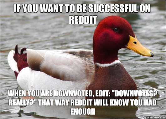 If you want to be successful on reddit When you are downvote - Malicious Advice Mallard