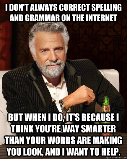 i dont always correct spelling and grammar on the internet - The Most Interesting Man In The World
