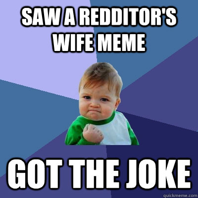 saw a redditors wife meme got the joke - Success Kid